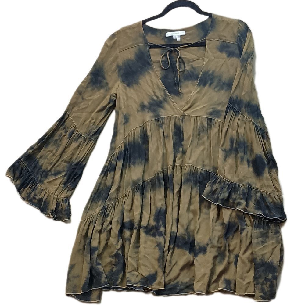 Young Fabulous & Broke Mini Dress in Olive and Black Tie Dye‎ Sheer SKUW412